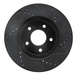 Chevrolet Equinox Brake Rotor (1) - Front Left - R1 Concepts - Drilled & Slotted - Black - `02-`07